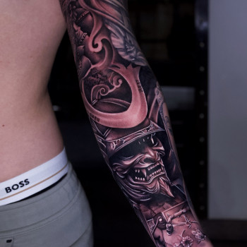 Тату мужские рукав демон, фото - Тату салон TATTOO LAMARCH