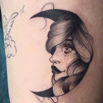 Тату девушка луна, фото - Тату мастер Аліна Оскома