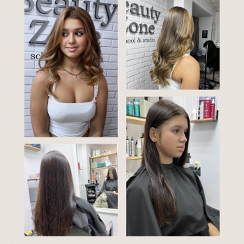 Рельєфний блонд в карамельних тонах на фарбоване волоссся+контурінг+догляд+накрутка на браш