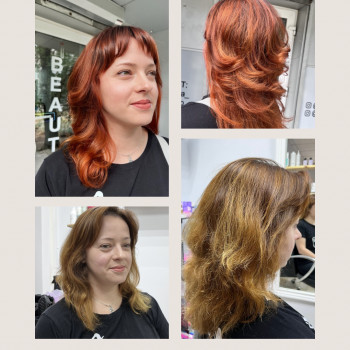 Колорування в рудих відтінках+догляд+накрутка на браш