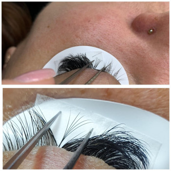 Як виглядає правильне нарощення:
Кожна війка окремо;
Дистанція від повік