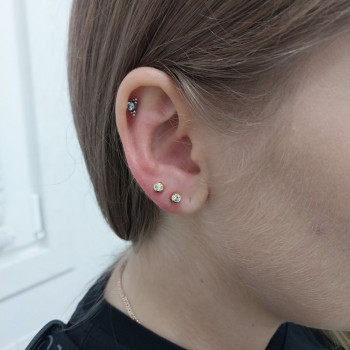 -пірсинг мочки та хряща з знеболенням . вдячна пацієнтка пізніше повідомила. що прокол швидко загоїв...