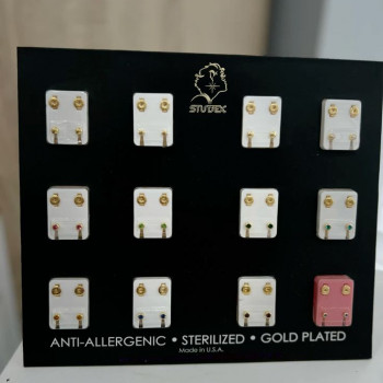 наші сережки - оригінальний STUDEX - з покриттям золотом 585 проби , анти аллергенні та стерильні з...