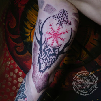 Тату череп бык, фото - Тату мастер Алёна Иванник