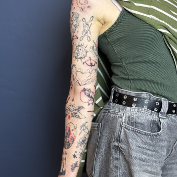 Тату для дівчат рукав печворк, фото - Тату майстер Валерія Вознюк