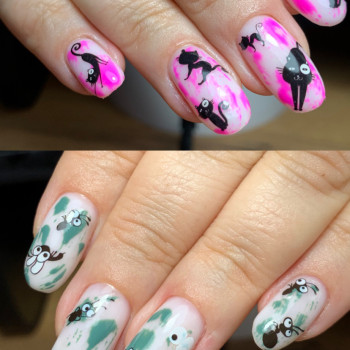 Різнокольоровий манікюр з наклейками гарний, фото - Майстер манікюру Наталія Черняк