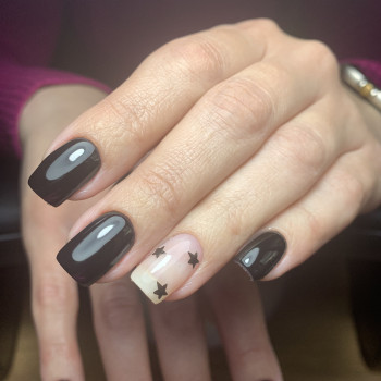 Темний манікюр з дизайном осінній, фото - Майстер манікюру Наталія Черняк