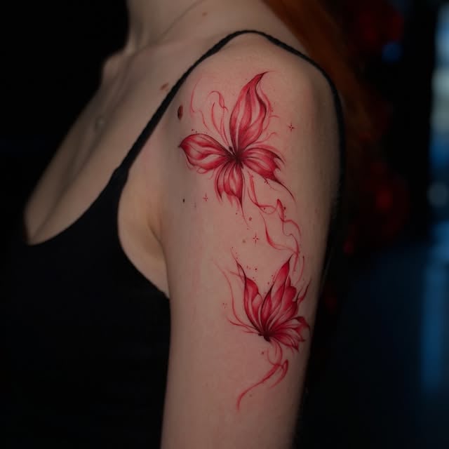 Женские на плече цветные, фото - Тату салон TATTOO LAMARCH