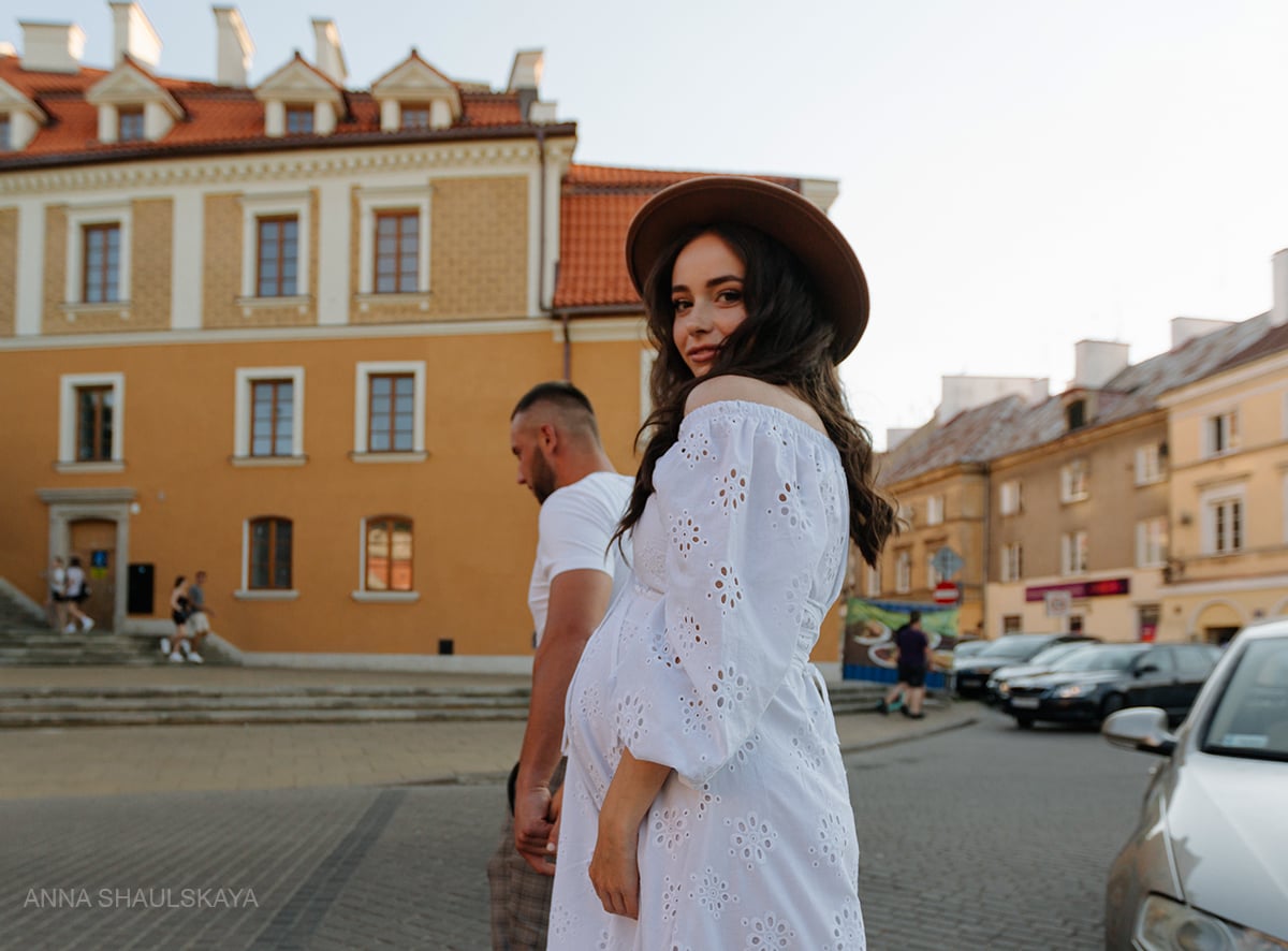 Фотосесія вагітності стильна у сукні, фото - Весільний фотограф Анна Шаульская