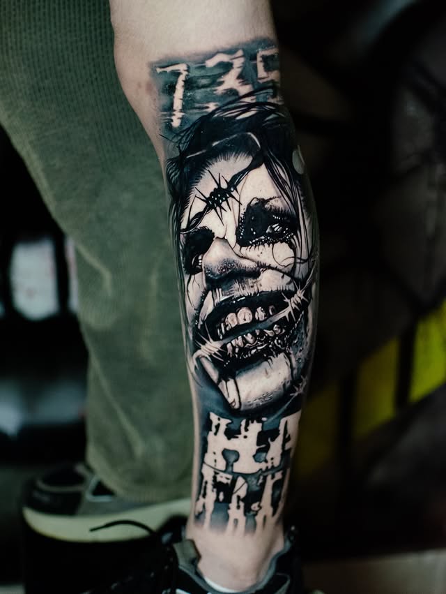 Мужские на ноге монстр, фото - Тату салон TATTOO LAMARCH