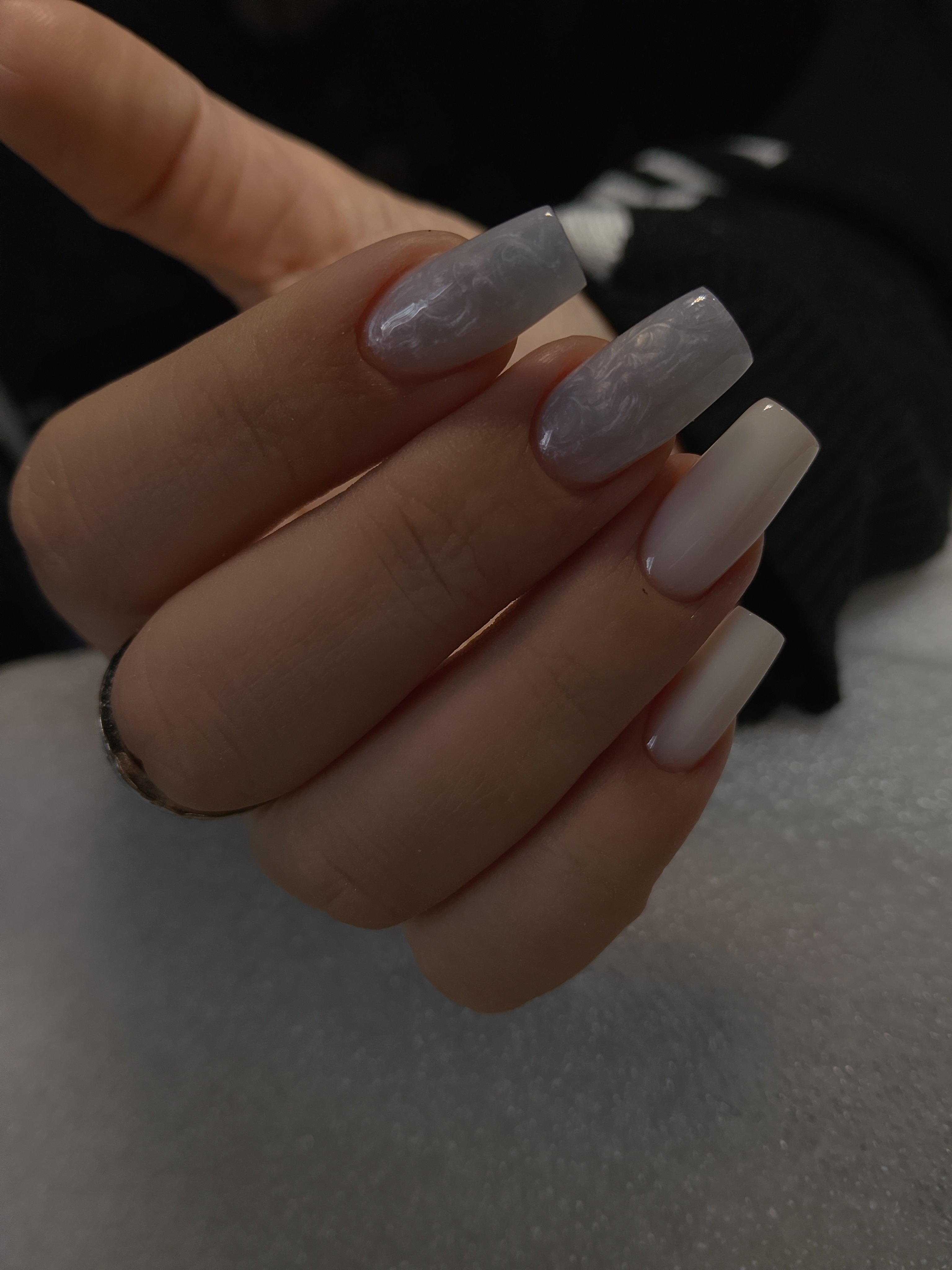 Манікюр на квадратні нігті перламутровий багатий, фото - Майстер манікюру Евеліна Соколова