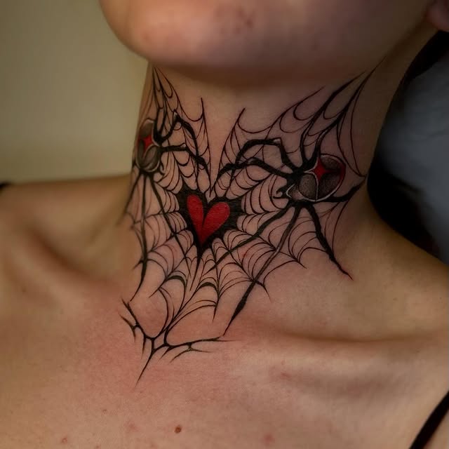 На шее паук, фото - Тату салон TATTOO LAMARCH