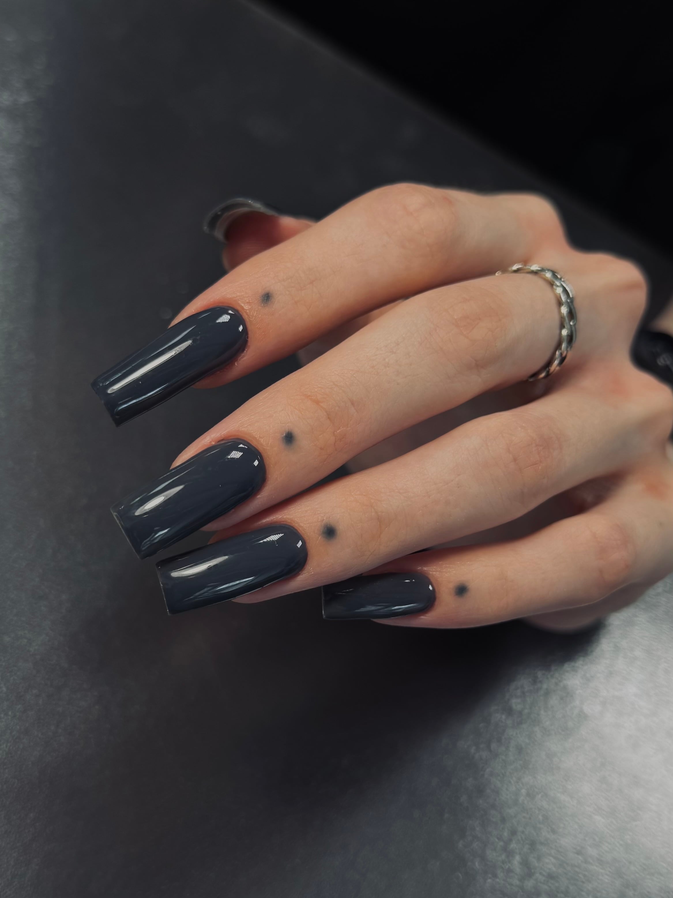 Черный маникюр на длинные ногти квадратные, фото - Мастер маникюра Діана Одарюк