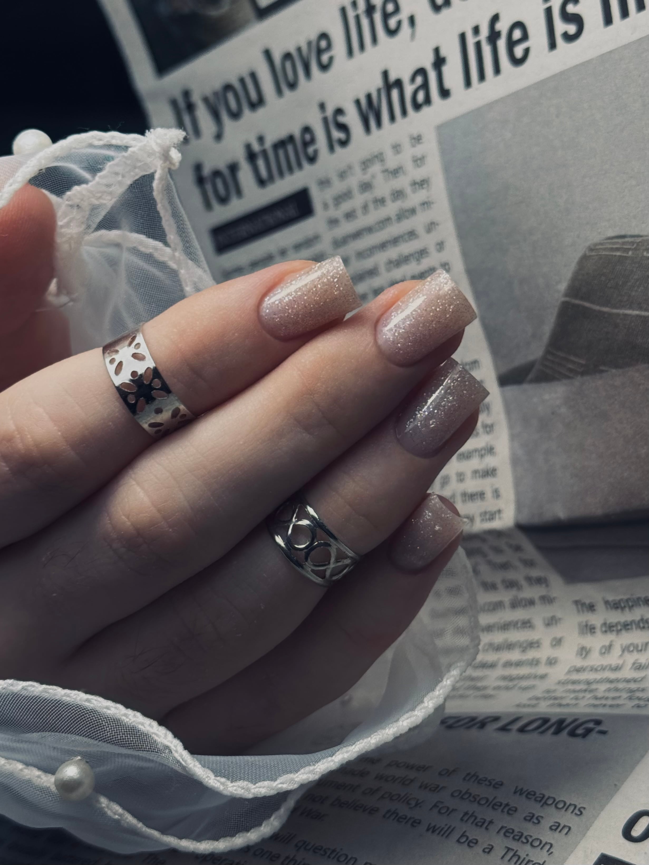 Маникюр на квадратные ногти блестящий богатый, фото - Мастер маникюра Діана Одарюк