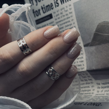 Манікюр на квадратні нігті блискучий багатий, фото - Майстер манікюру Діана Одарюк