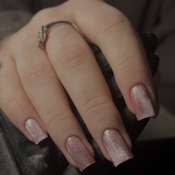 Маникюр кошачий глаз на квадратные ногти средние, фото - Мастер маникюра Діана Одарюк