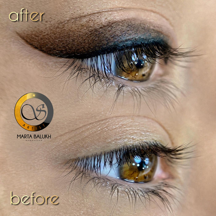 Перманентный макияж век татуаж стрелка с растушевкой, фото - Мастер татуажа Марта Балух