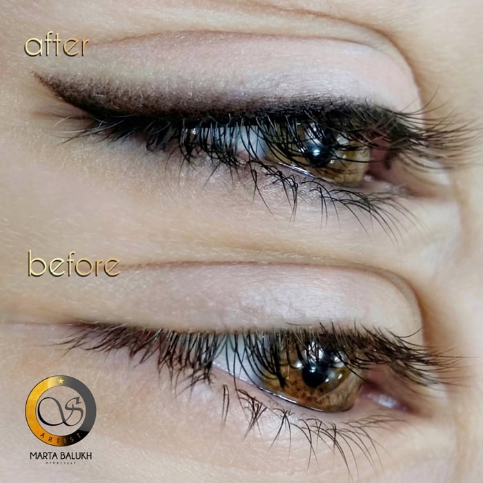 Перманентный макияж век татуаж стрелка с растушевкой, фото - Мастер татуажа Марта Балух