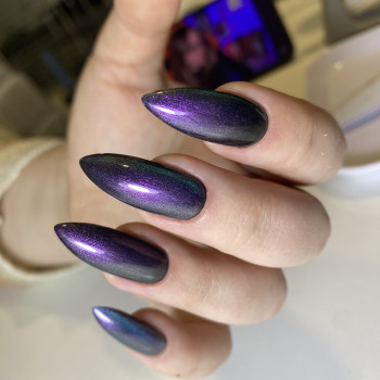 Маникюр на длинные ногти кошачий глаз острые, фото - Мастер маникюра Тома Сіренко