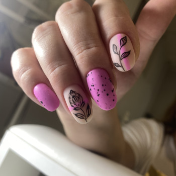 Маникюр с рисунком матовый розовый, фото - Мастер маникюра Тома Сіренко