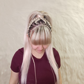 Стрижка с челкой косички прическа хвост, фото - Парикмахер Софія Гриценко