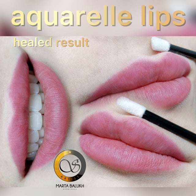 Акварельный татуаж губ перманент, фото - Мастер татуажа Марта Балух