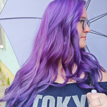 Сложное окрашивание колорирование фиолетовый цвет волос, фото - Парикмахер-универсал Анна