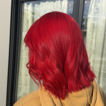 Сложное окрашивание красный цвет волос розовый, фото - Парикмахер Снежана Пусова