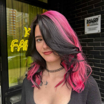 Скрытое окрашивание сплит передних прядей, фото - Салон красоты Fargo