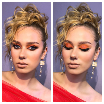 Яркий макияж необычный глаз со стрелками, фото - Парикмахер-визажист Анна Тополенко