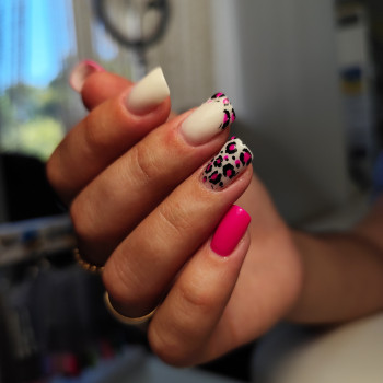 Розовый маникюр леопардовый малиновый, фото - Мастер маникюра Катерина Кочерга