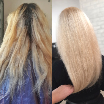 Блонд платиновый тотал, фото - Парикмахер Кристина Лебедева