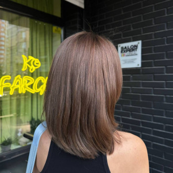 Фарбування передніх пасм русявий колір волосся шоколадний, фото - Салон краси Fargo