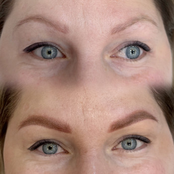 Пудрове напилення брів До та пiсля, фото - Мастер татуажа Татьяна Латова