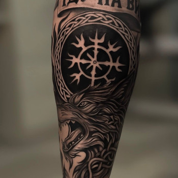 Тату для хлопців на нозі скандинавські, фото - Тату майстер Олег Попов