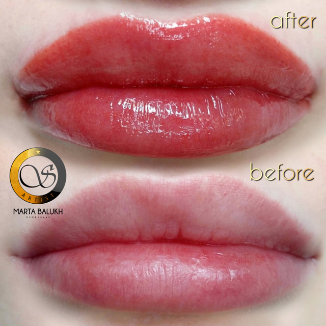 Акварельный татуаж губ перманент, фото - Мастер татуажа Марта Балух