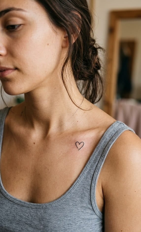 Женские минимализм сердце, фото - Тату мастер Юлия Данилович