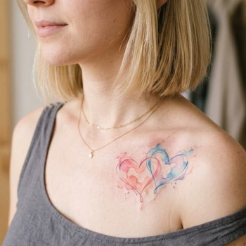 Тату для дівчат акварель серце, фото - Тату майстер Юлія Данилович