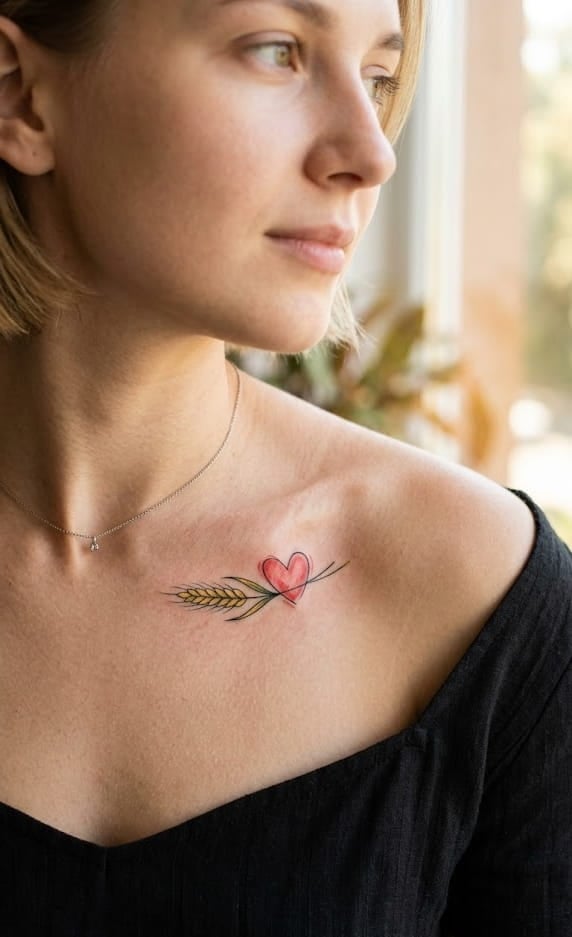 Женские сердце на ключице, фото - Тату мастер Юлия Данилович