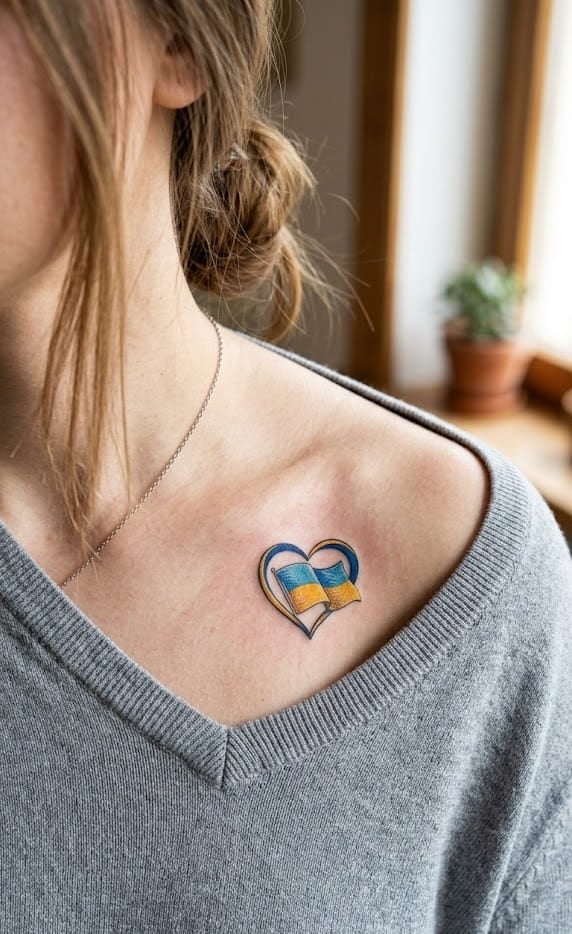 Женские сердце на ключице, фото - Тату мастер Юлия Данилович