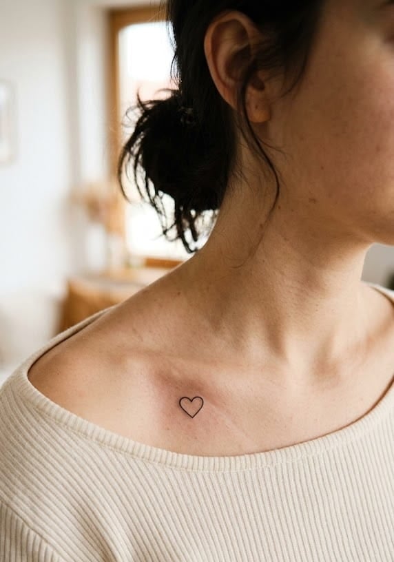 Для дівчат серце на ключиці, фото - Тату майстер Юлія Данилович