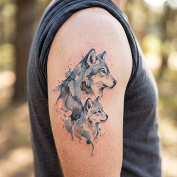 Тату для хлопців вовк на плечі, фото - Тату майстер Юлія Данилович