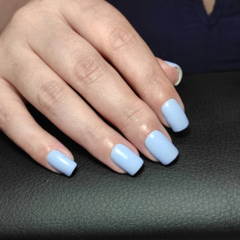 Манікюр на квадратні нігті блакитний гель-лаком, фото - Салон краси OH NAILS