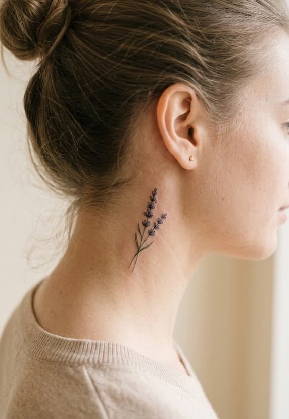 Для дівчат на шиї лаванда, фото - Тату майстер Юлія Данилович