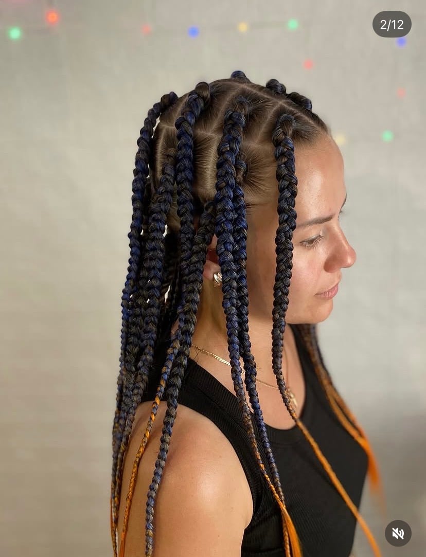 Box braids - крупні класичні коси з канекалоном, фото - Брейдер Олена Тімченко