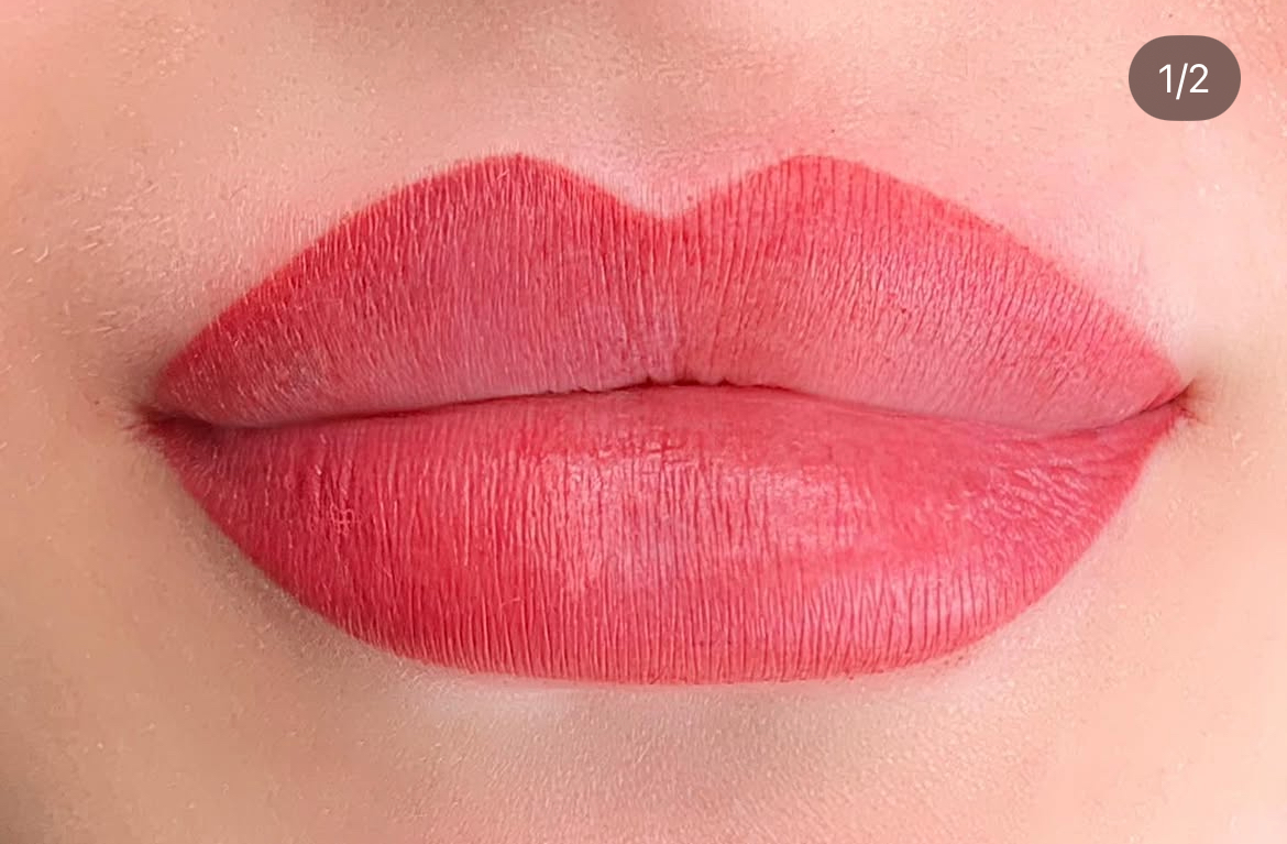 Акварельний татуаж губ помадний, фото - Майстер татуажу Олександра Левчун