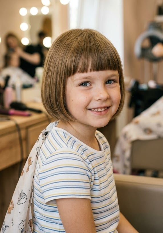 Стрижка каре з чолкою дитяча, фото - Перукар Софія Болотіна