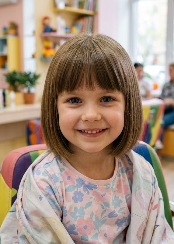 Стрижка каре з чолкою дитяча, фото - Перукар Софія Болотіна