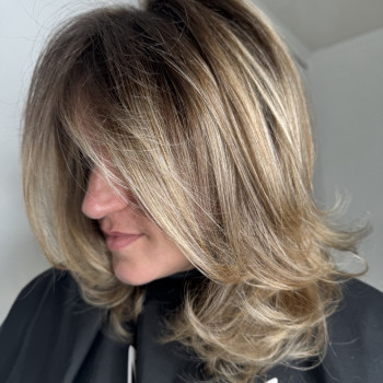 Камуфлирование седины сложное окрашивание передних прядей, фото - Парикмахер Ирина Брачевская