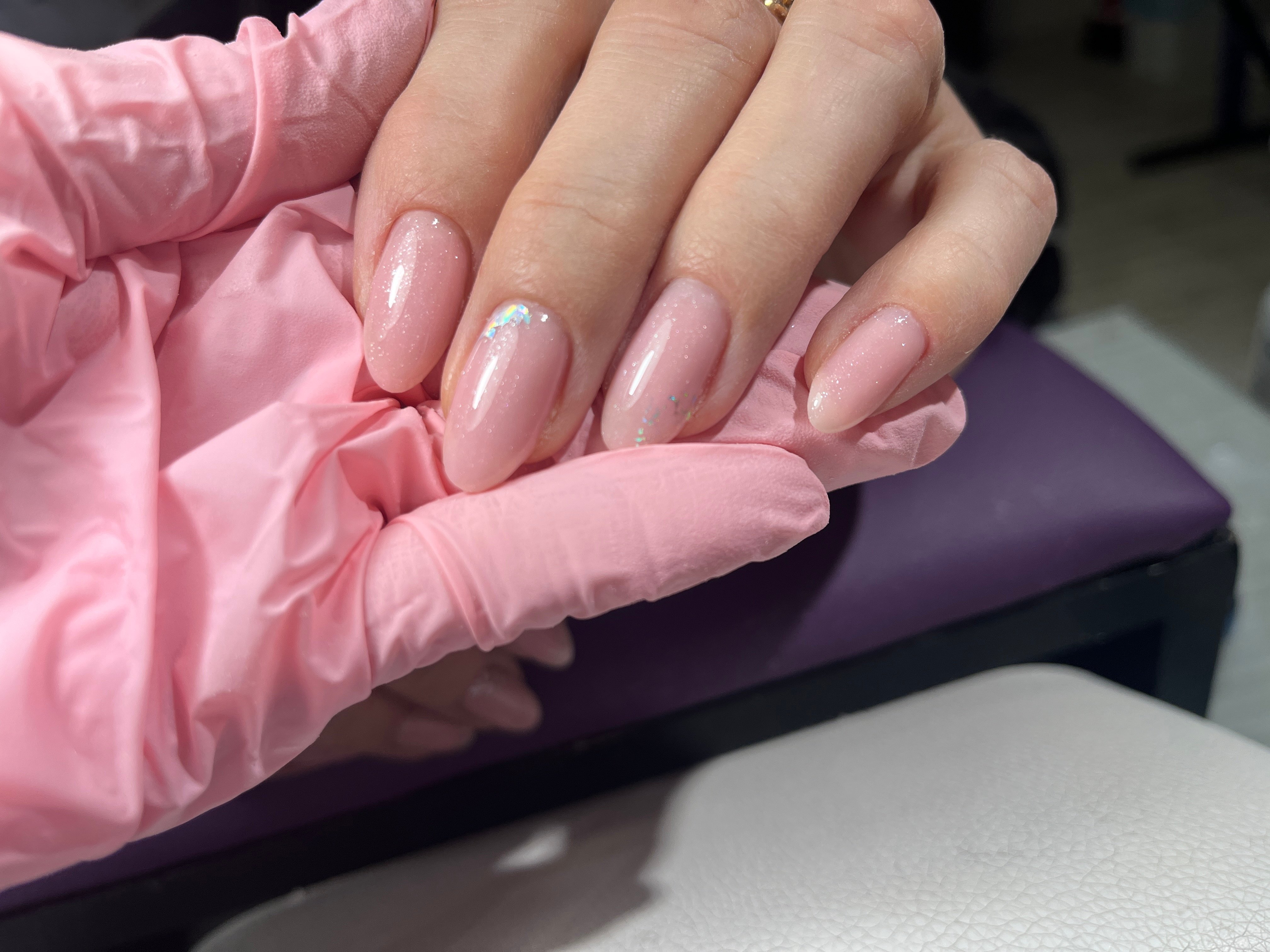 Ніжний манікюр нюдовий з блискітками, фото - Майстер манікюру Ірина Онацька